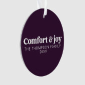 Comfort & Joy Modern Minimalistisch Paarse Kerst Ornament (voorkant)