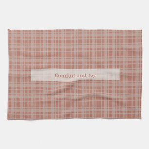 Comfort Joy Terracotta Beige Plaid Warme Feestdage Theedoek