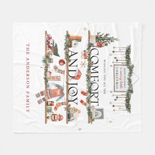 Comfort & Joy | Vrolijk kerstfeest Fleece Deken (Voorkant (Horizontaal))