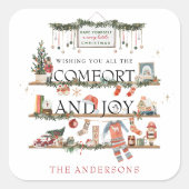 Comfort & Joy | Vrolijk kerstfeest Vierkante Sticker (Voorkant)