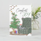 Comfort kerstcadeau en feestelijke feestdag bedankkaart (Staand voorkant)