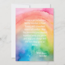 Comfort Remembrance Customizable Pet Sympathy Card