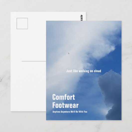 Comfort schoeisel op wolken briefkaart (Voorkant / Achterkant)