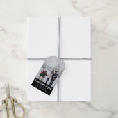 Comfort & Vreugde Foto en Naam Modern Kerstmis Cadeaulabel (Met Touw)