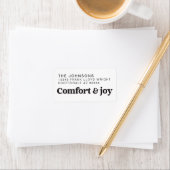 Comfort & Vreugde Foto en Naam Modern Kerstmis Etiket (Insitu)