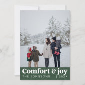 Comfort & Vreugde Foto en Naam Modern Kerstmis Feestdagenkaart (Voorkant)