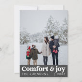 Comfort & Vreugde Foto en Naam Modern Kerstmis Feestdagenkaart (Voorkant)