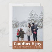 Comfort & Vreugde Foto en Naam Modern Kerstmis Feestdagenkaart (Voorkant)