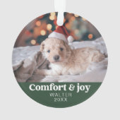 Comfort & Vreugde Foto en Naam Modern Kerstmis Ornament (achterkant)