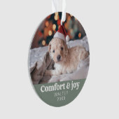 Comfort & Vreugde Foto en Naam Modern Kerstmis Ornament (voorkant)