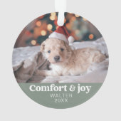 Comfort & Vreugde Foto en Naam Modern Kerstmis Ornament (achterkant)