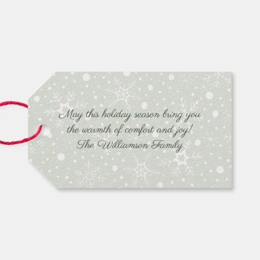 Comfort & Vreugde Kerstmis Garland op Sneeuw Cadeaulabel (Achterkant Horizontaal)