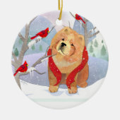 COMFORT & VREUGDE met jaar- gladde Chow-versiering Keramisch Ornament (Voorkant)