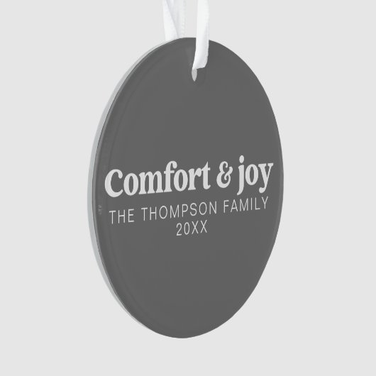 Comfort & Vreugde Moderne Minimalistische Kerstmis Ornament (voorkant)
