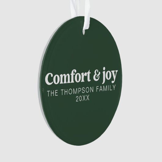 Comfort & Vreugde Moderne Minimalistische Kerstmis Ornament (voorkant)