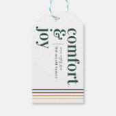 Comfort & Vreugde | Stijlvolle Olijfgroene Kerst Cadeaulabel (Voorkant)
