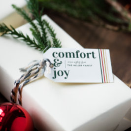 Comfort & Vreugde | Stijlvolle Olijfgroene Kerst Cadeaulabel