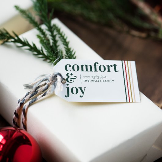 Comfort & Vreugde | Stijlvolle Olijfgroene Kerst Cadeaulabel