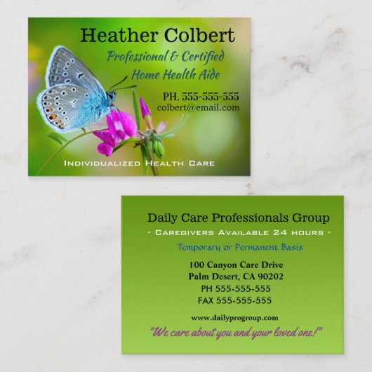 Comfort Wings Caregiver Visitekaartje (Voorkant / Achterkant)