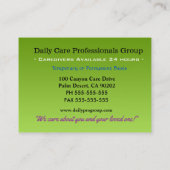 Comfort Wings Caregiver Visitekaartje (Achterkant)