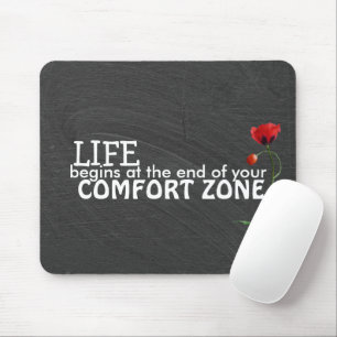 Comfort Zone-citaat op het bord Muismat