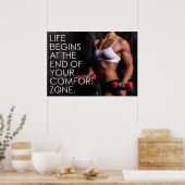Comfort Zone - Motivatie werkresultaat vrouwen Poster (Keuken)