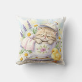 Comfortabel Bed, Kitten en Kuiken Kussen (Voorkant)