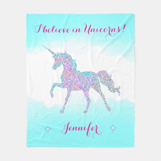Comfortabele en pluche sprankelende eenhoorn fleece deken (Voorkant)