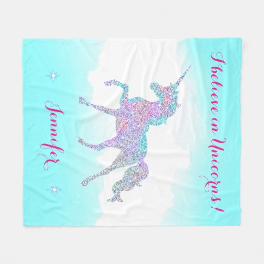 Comfortabele en pluche sprankelende eenhoorn fleece deken (Voorkant (Horizontaal))