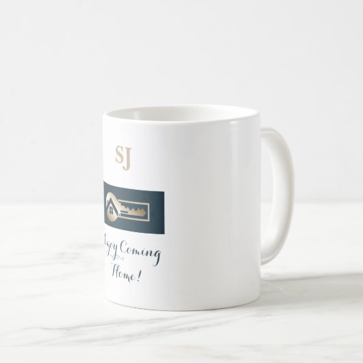 Comfortabele gouden sleutel Blue Spruce Realtor Mo Koffiemok (Voorkant rechts)