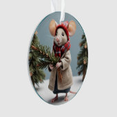 Comfortabele Winter Lady Mouse Kerstversiering Ornament (voorkant)