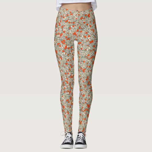 Comfortabele Yoga rode en groene bloemen Leggings (Voorkant)