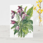 Comfrey - Watercolor flowers Kaart (Gele Bloem)