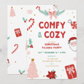 Comfy & Cozy Christmas Pajama Party Invitations Kaart (Voorkant / Achterkant)