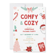 Comfy & Cozy Kerst Pijama Feest Uitnodigingen