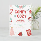 Comfy & Cozy Kerst Pijama Feest Uitnodigingen (Staand voorkant)
