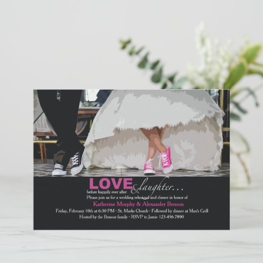 Comfy Feet Rehearsal Dinner Invitation Kaart (Staand voorkant)