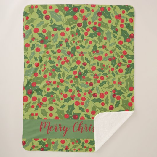 Comfy Merry kerstFeestdagen Mistletoe Sherpa B Sherpa Deken (Voorkant)