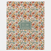 Comfy Olive Green Rust Copper Autumn Flower Art Fleece Deken (Voorkant)