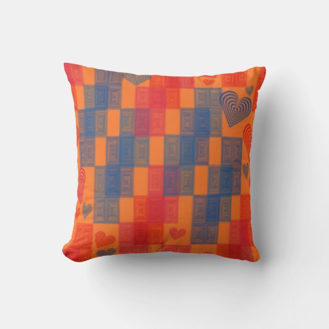 COMFY-SIERKUSSENNEN - ORANJE BLAUWE ONTWERP KUSSEN (Voorkant)