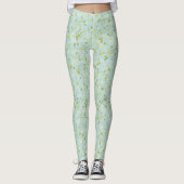 Comfy Yoga acqua bloemen Leggings (Voorkant)