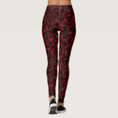 Comfy Yoga donkerrode bloemen Leggings (Achterkant)