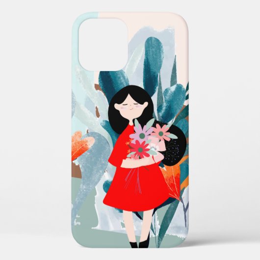 Comic art girl in het bos Case-Mate iPhone case (Achterkant)