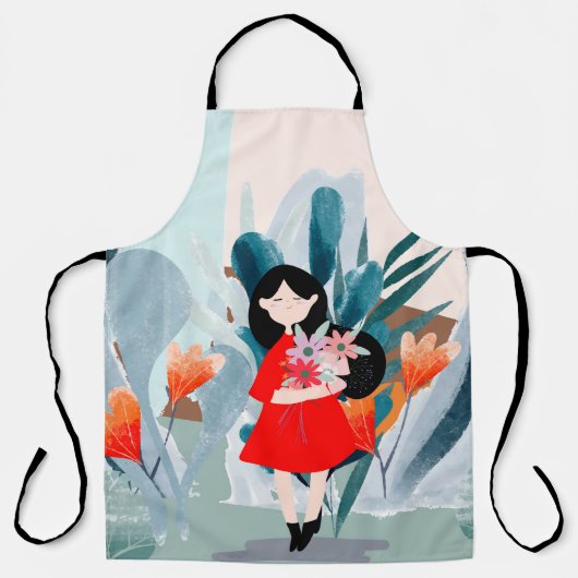 Comic art girl in het bos schort (Voorkant)