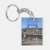 Comic Art of a plaza in Madrid, Spanje Sleutelhanger (Voorkant Links)