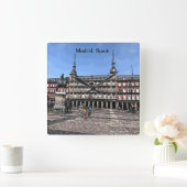 Comic Art of a plaza in Madrid, Spanje Vierkante Klok (Huis)