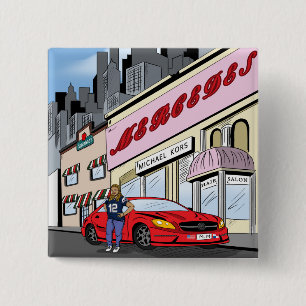 Comic Art Style van de Commissie Vierkante Button 5,1 Cm