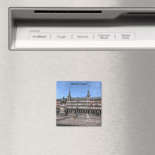 Comic Art van een plein in Madrid, Spanje magnet (Insitu (Vaatwasser))