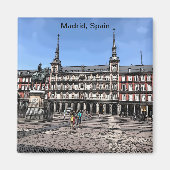 Comic Art van een plein in Madrid, Spanje magnet (Voorkant)