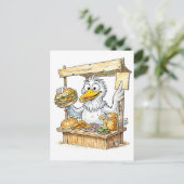 Comic Bird at Fish Stand Briefkaart (Staand voorkant)